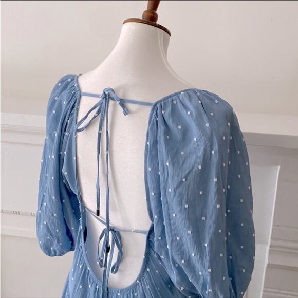 Anthropologie Medium Midi Dress Fall Boho Moon River Cottage tie back Prarie - Picture 13 of 15